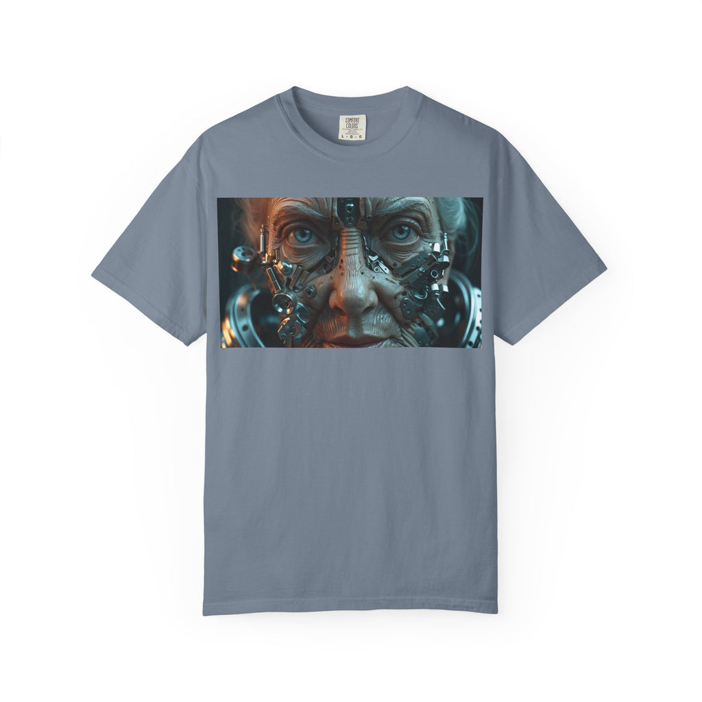 Cybernetic Old Face T-Shirt – Sci-Fi Art Graphic Tee