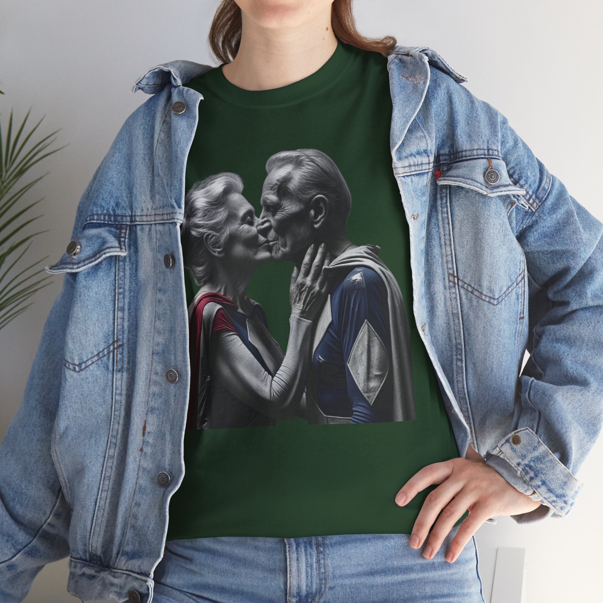 Kissing Old Superheroes — T‑Shirt