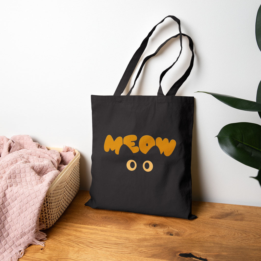 'Meow' — Canvas Grocery & Book Tote