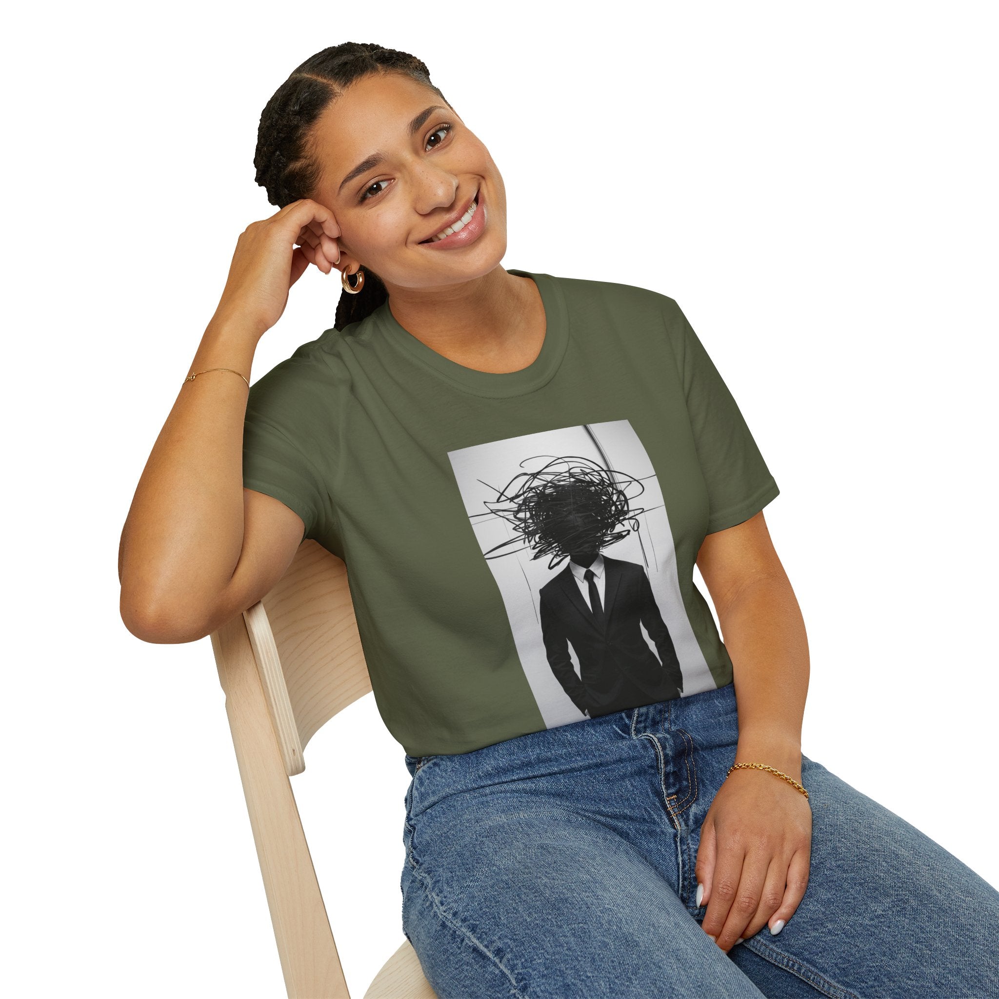 Abstract Scribble Head — T‑Shirt