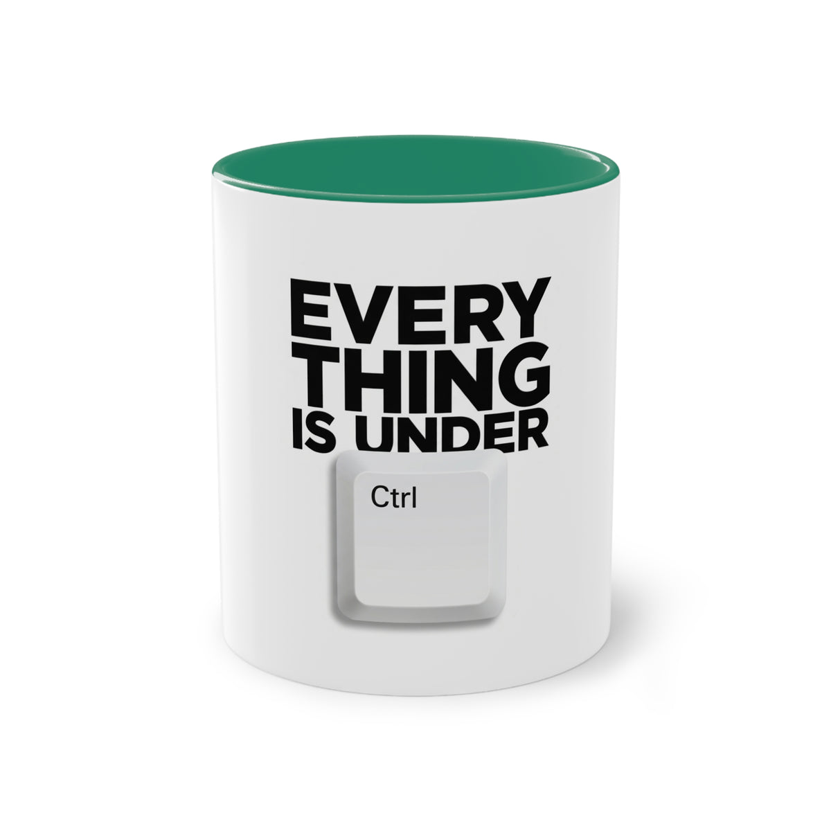 Everything Is Under Control Mug in Dark Green – funny calm-under-pressure coffee mug