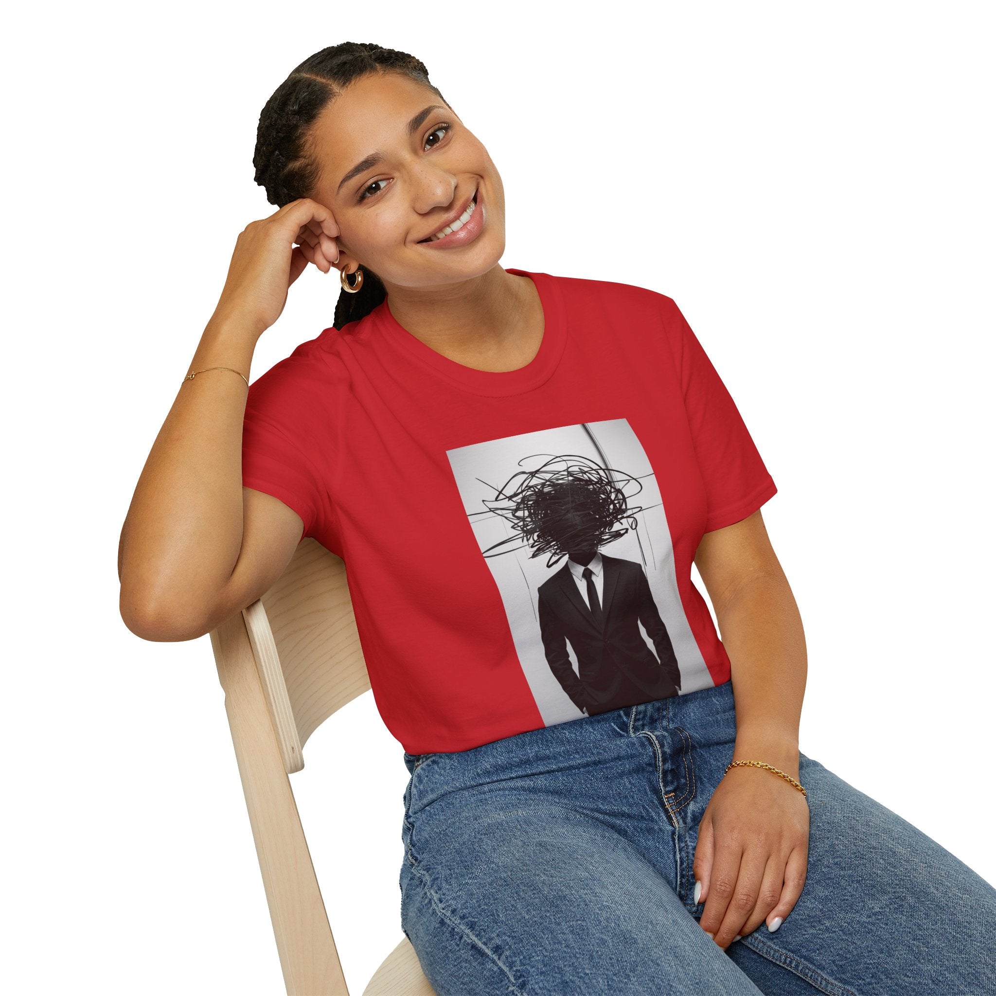 Abstract Scribble Head — T‑Shirt