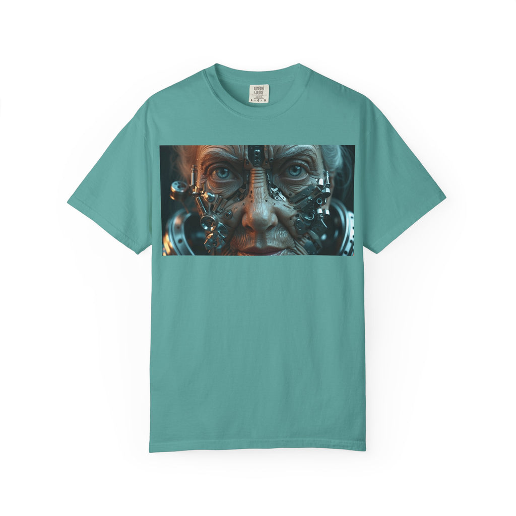 Cybernetic Old Face T-Shirt – Sci-Fi Art Graphic Tee