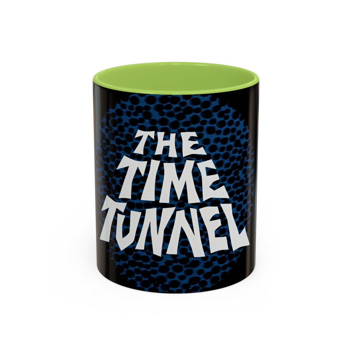 The Time Tunnel Mug in Light Green – retro sci-fi time tunnel spiral mug