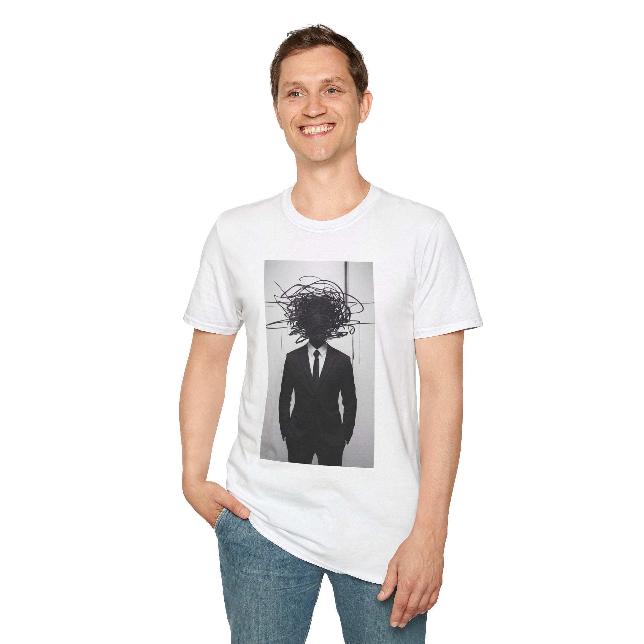 Abstract Scribble Head — T‑Shirt