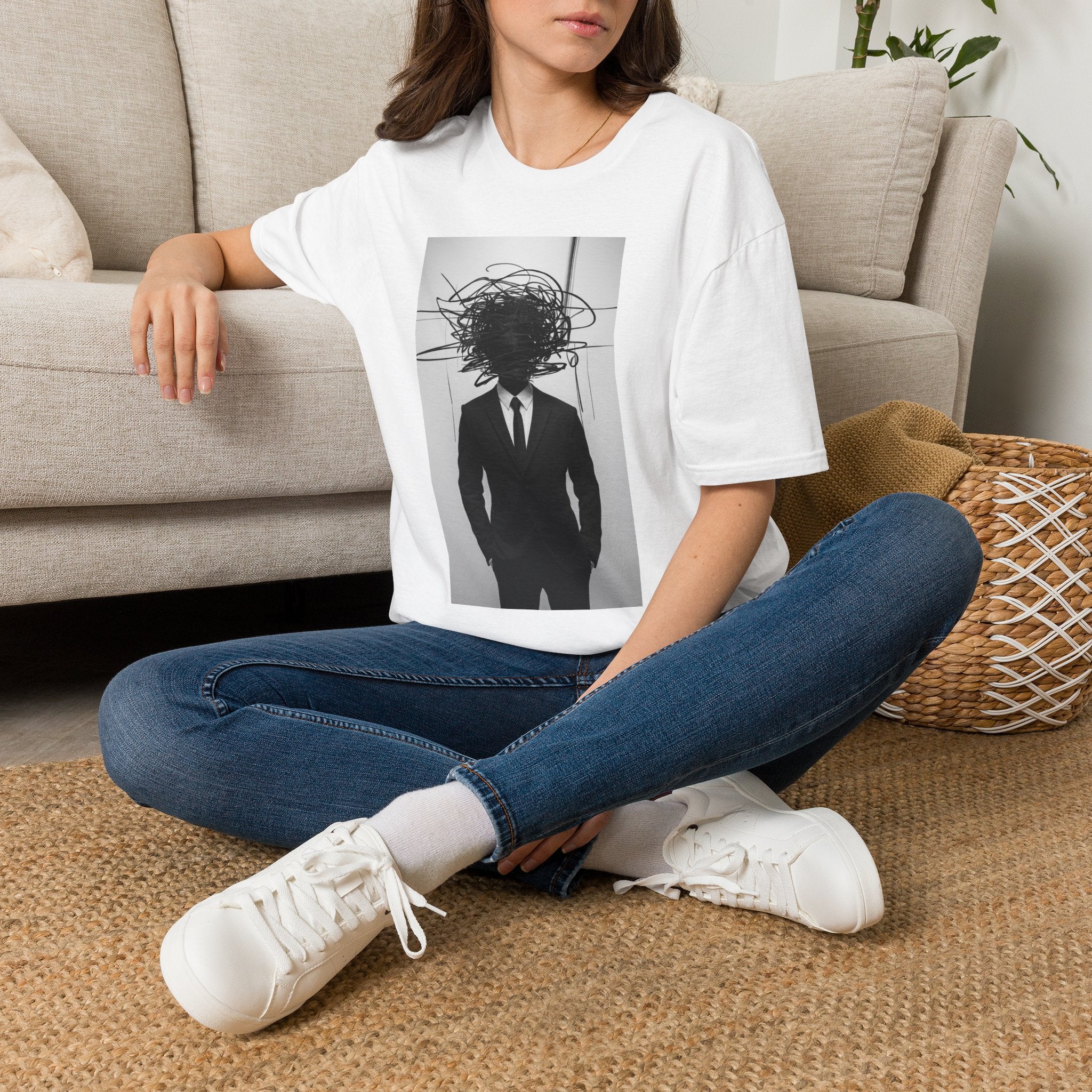 Abstract Scribble Head — T‑Shirt