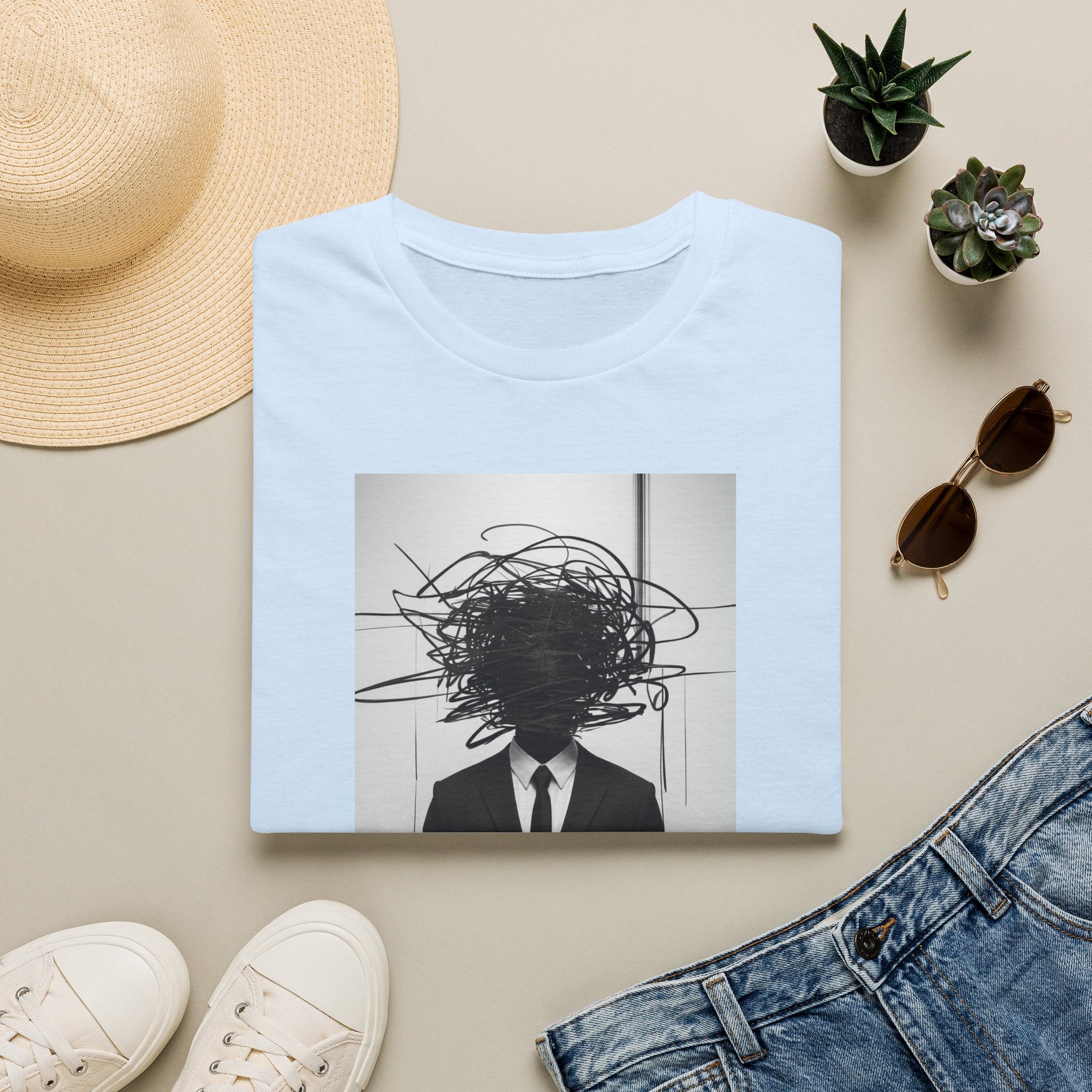 Abstract Scribble Head — T‑Shirt
