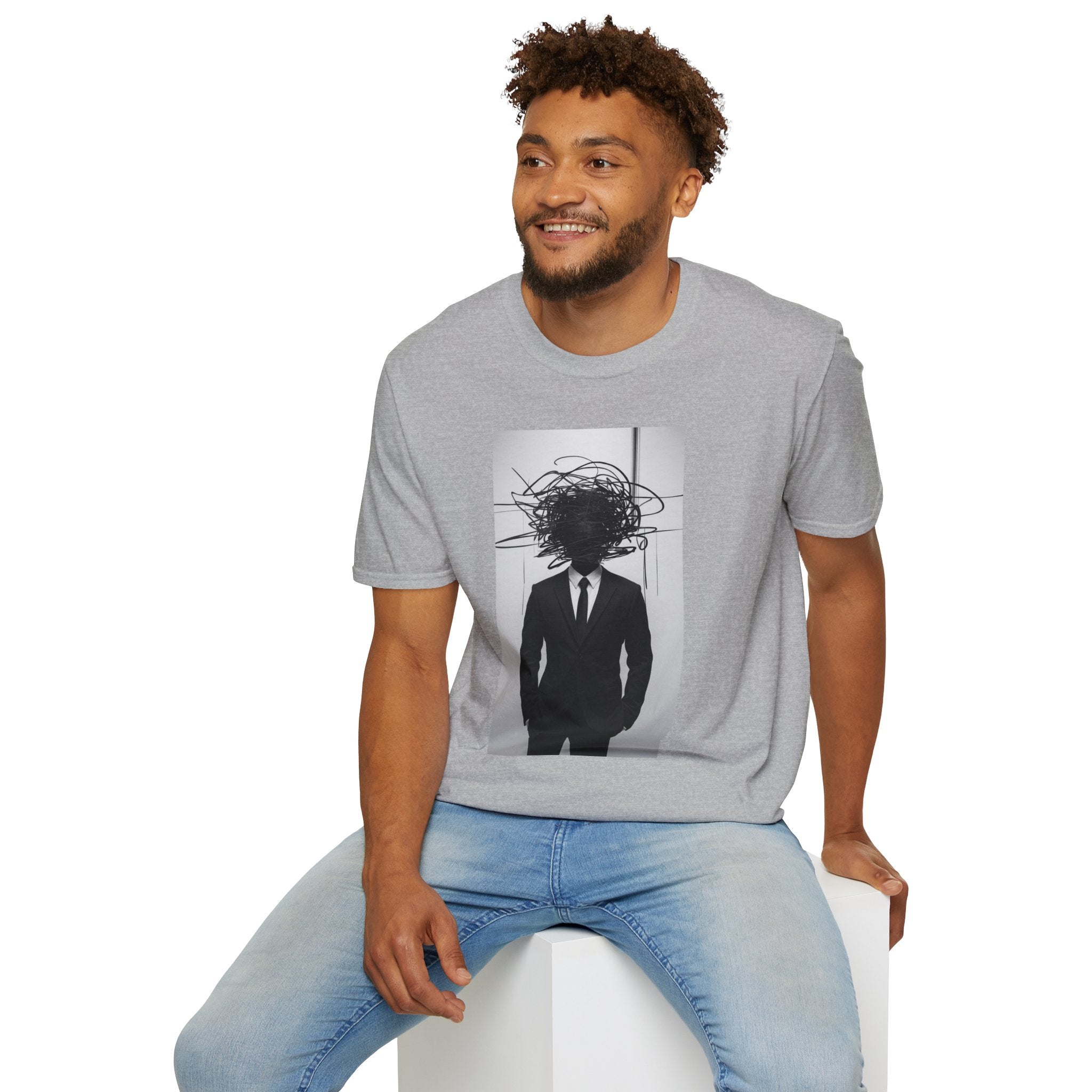 Abstract Scribble Head — T‑Shirt