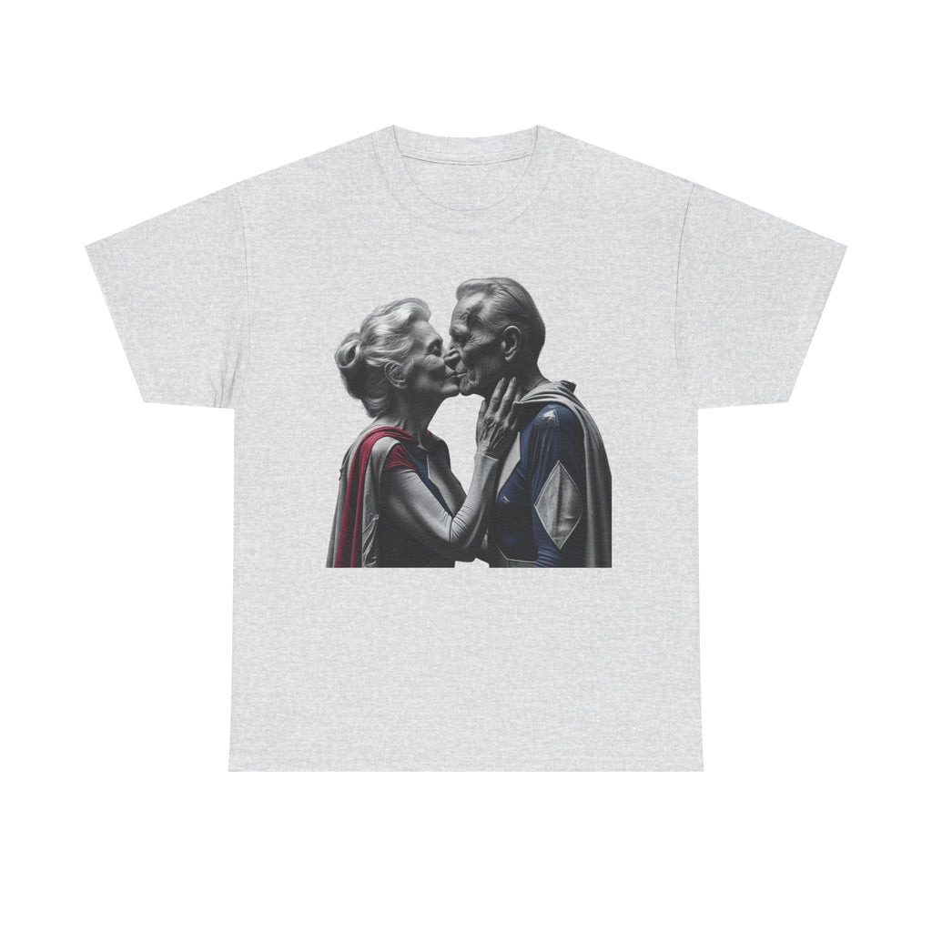 Kissing Old Superheroes T-Shirt – Pop Culture Graphic Tee