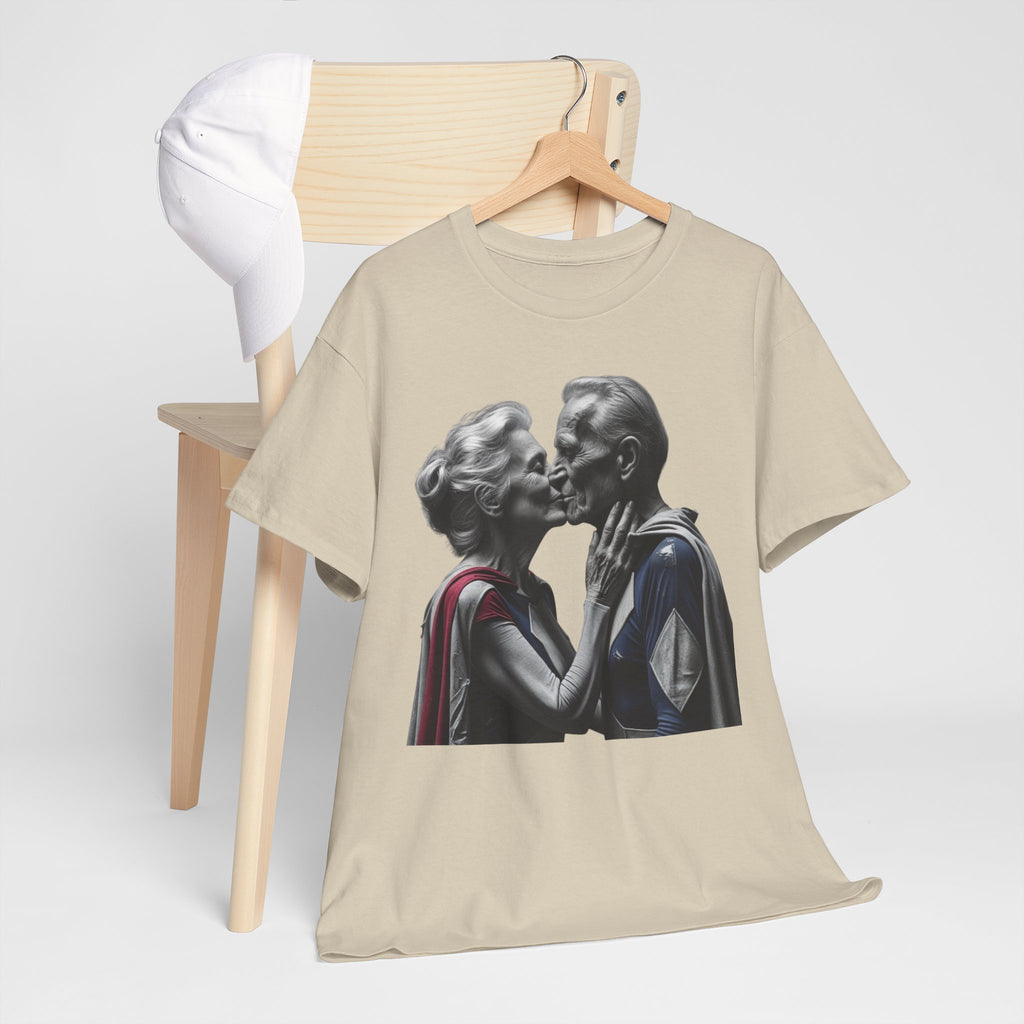 Kissing Old Superheroes — T‑Shirt