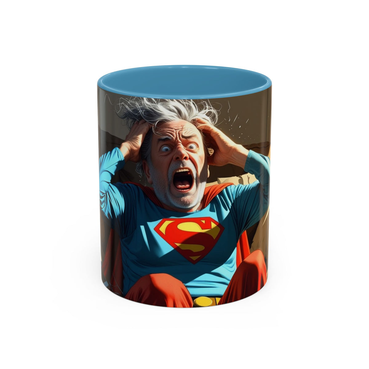 What the F Mug in Light Blue – superhero grandpa funny humor mug