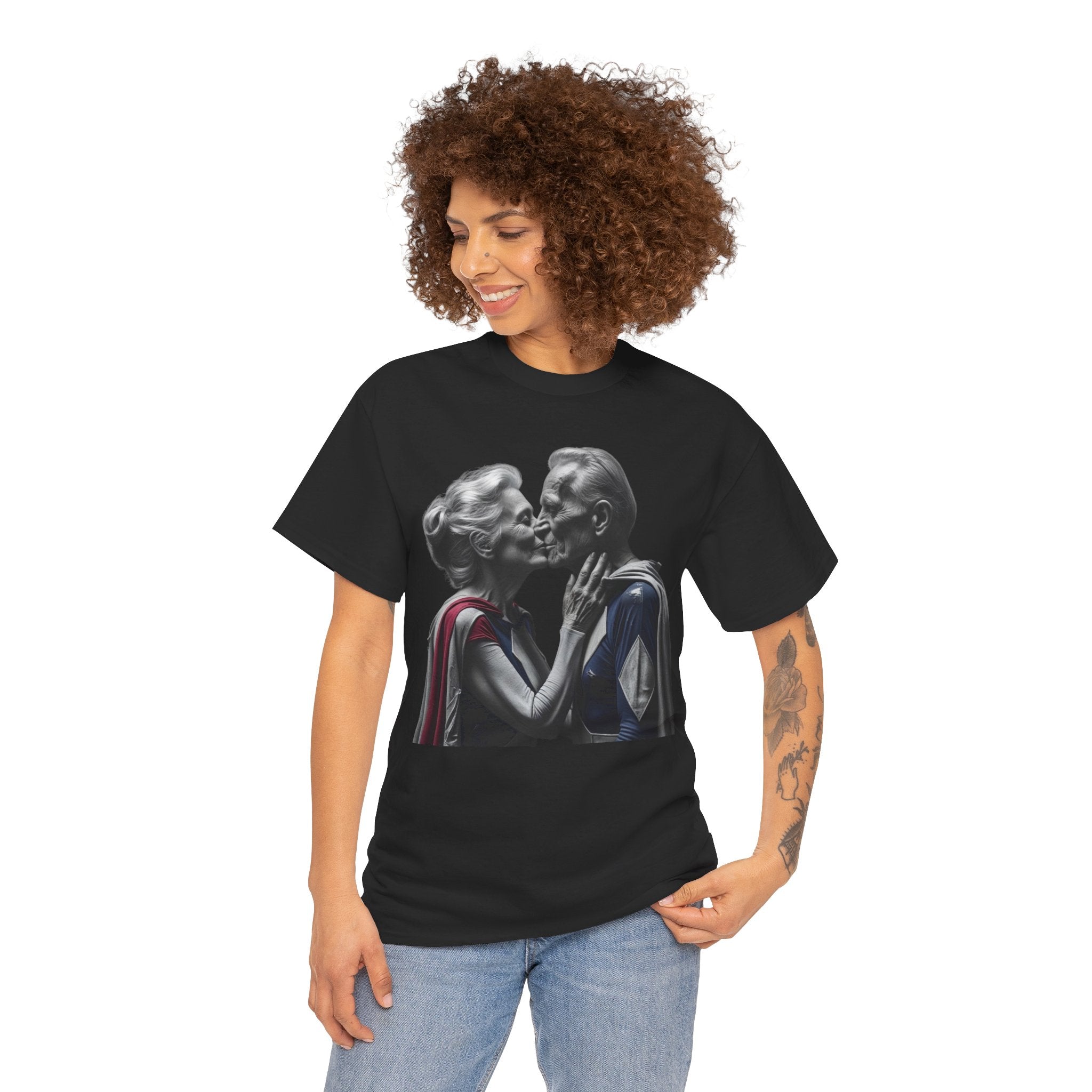 Kissing Old Superheroes — T‑Shirt