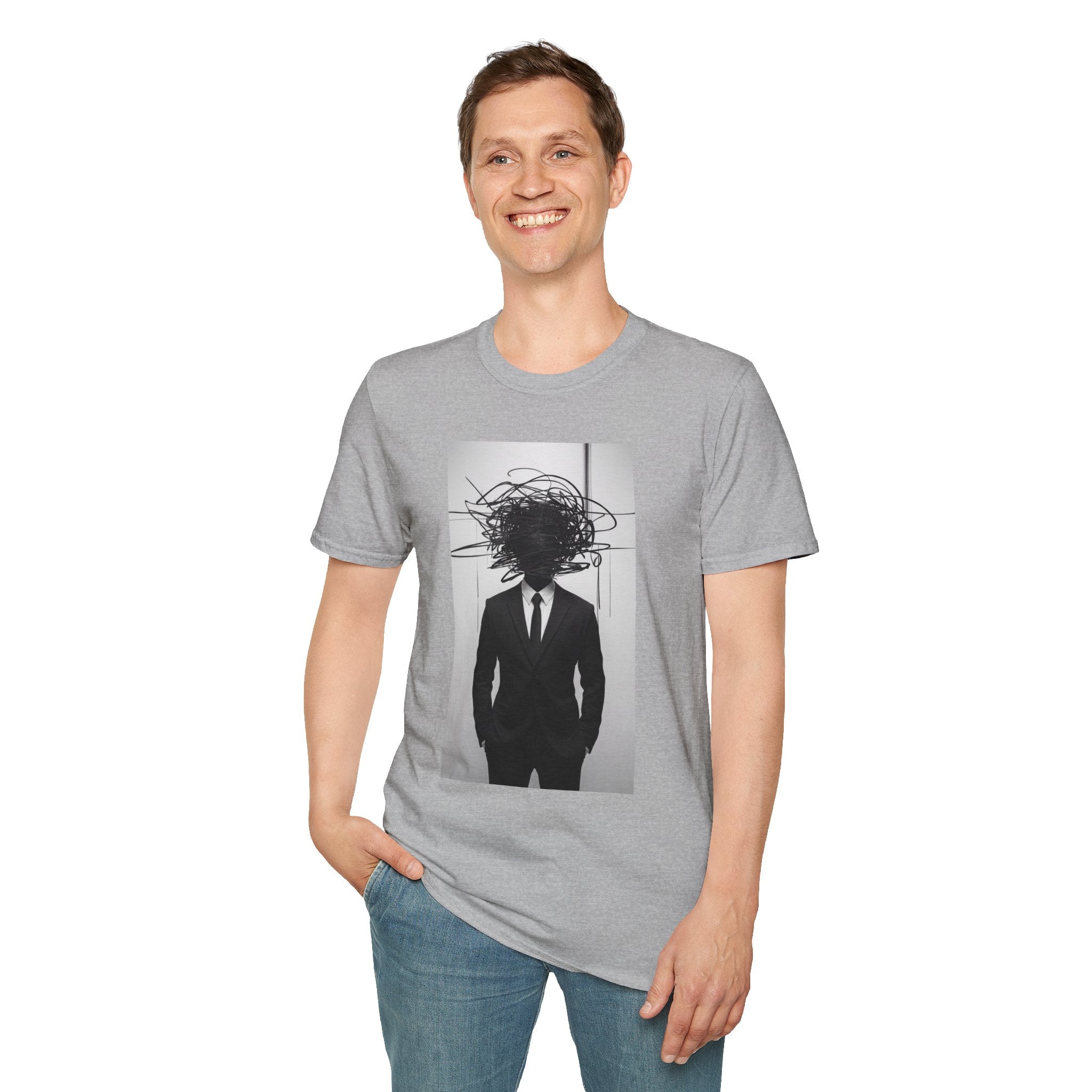 Abstract Scribble Head — T‑Shirt