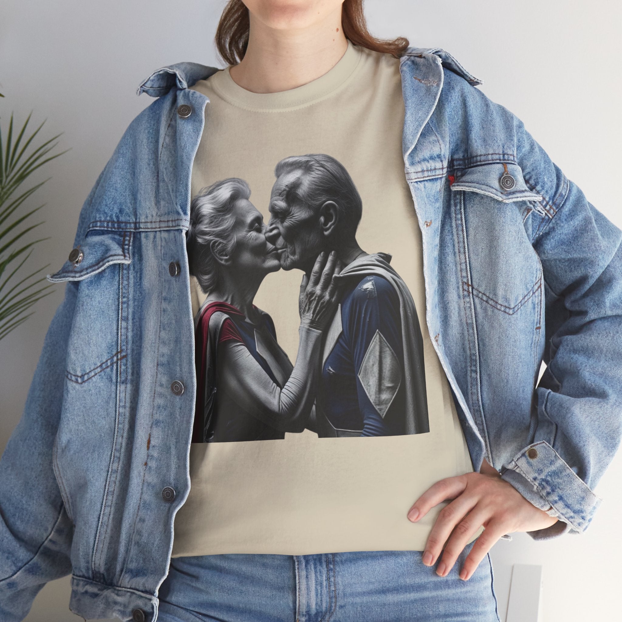 Kissing Old Superheroes — T‑Shirt