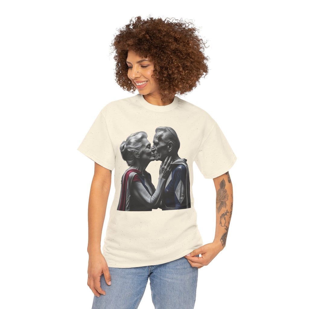 Kissing Old Superheroes — T‑Shirt