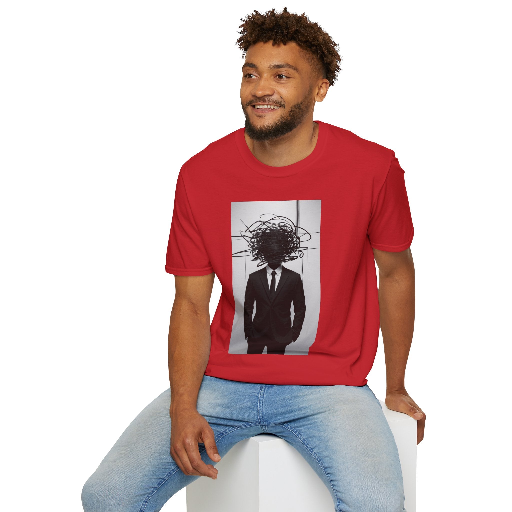 Abstract Scribble Head — T‑Shirt