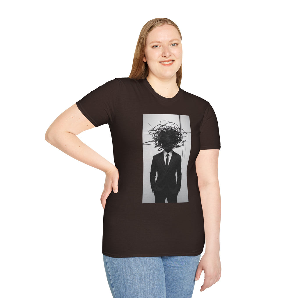 Abstract Scribble Head — T‑Shirt