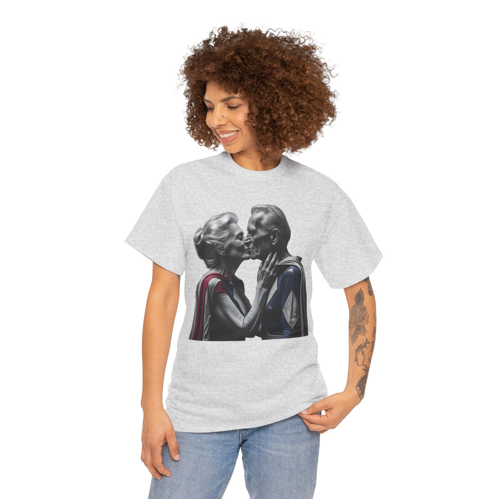 Kissing Old Superheroes — T‑Shirt