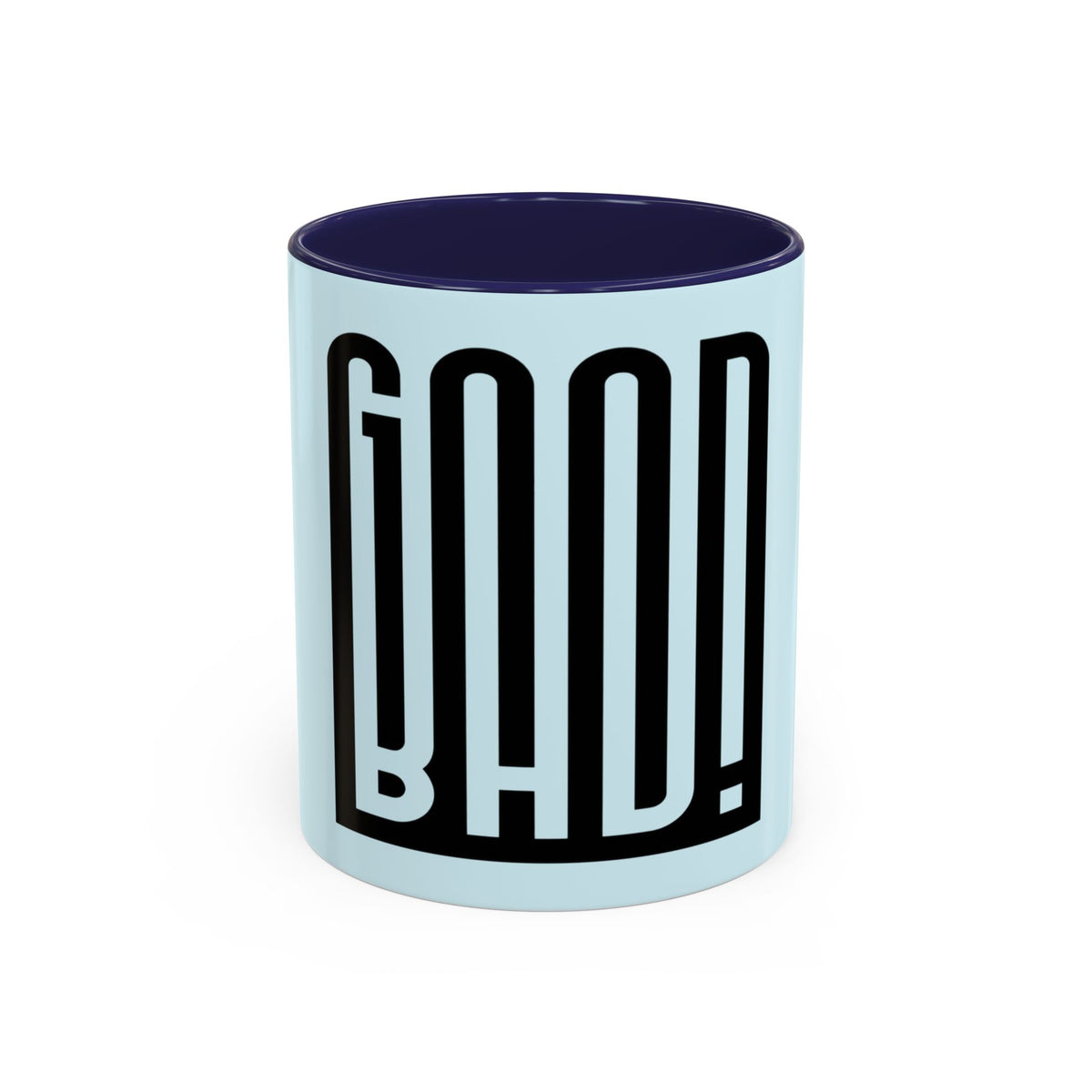 Good Bad Mug in Navy – good bad bold typography mug