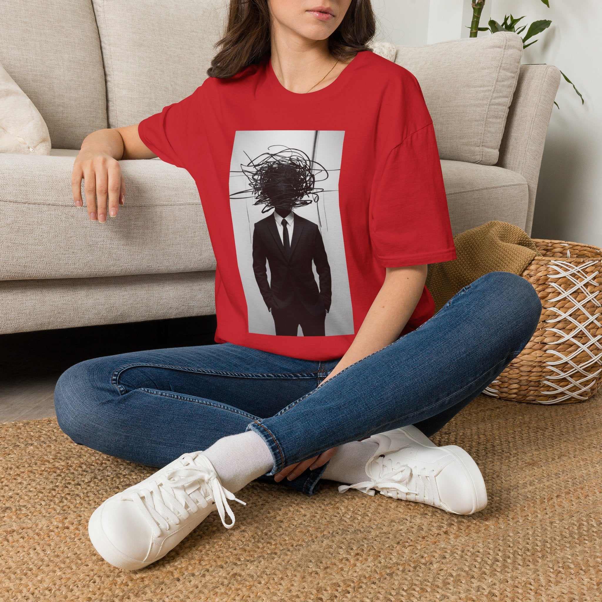 Abstract Scribble Head — T‑Shirt