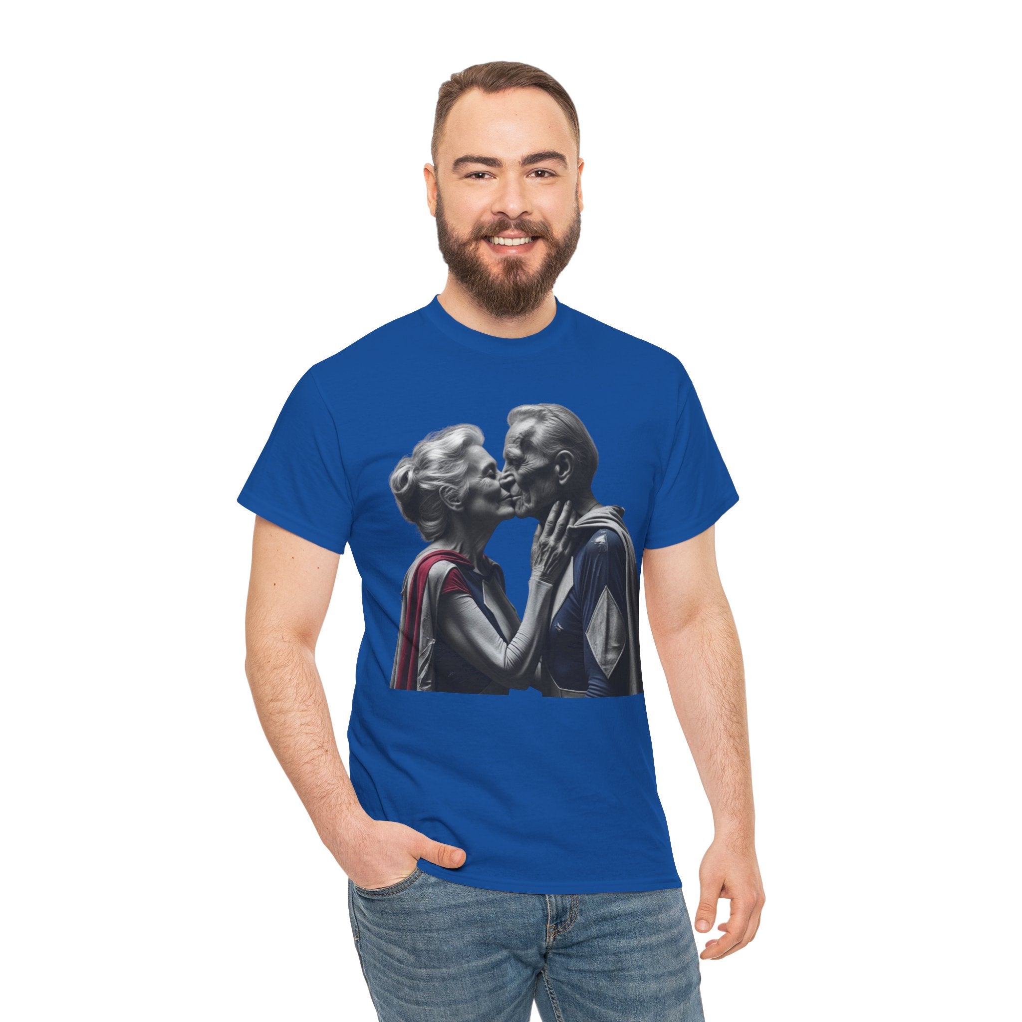 Kissing Old Superheroes — T‑Shirt