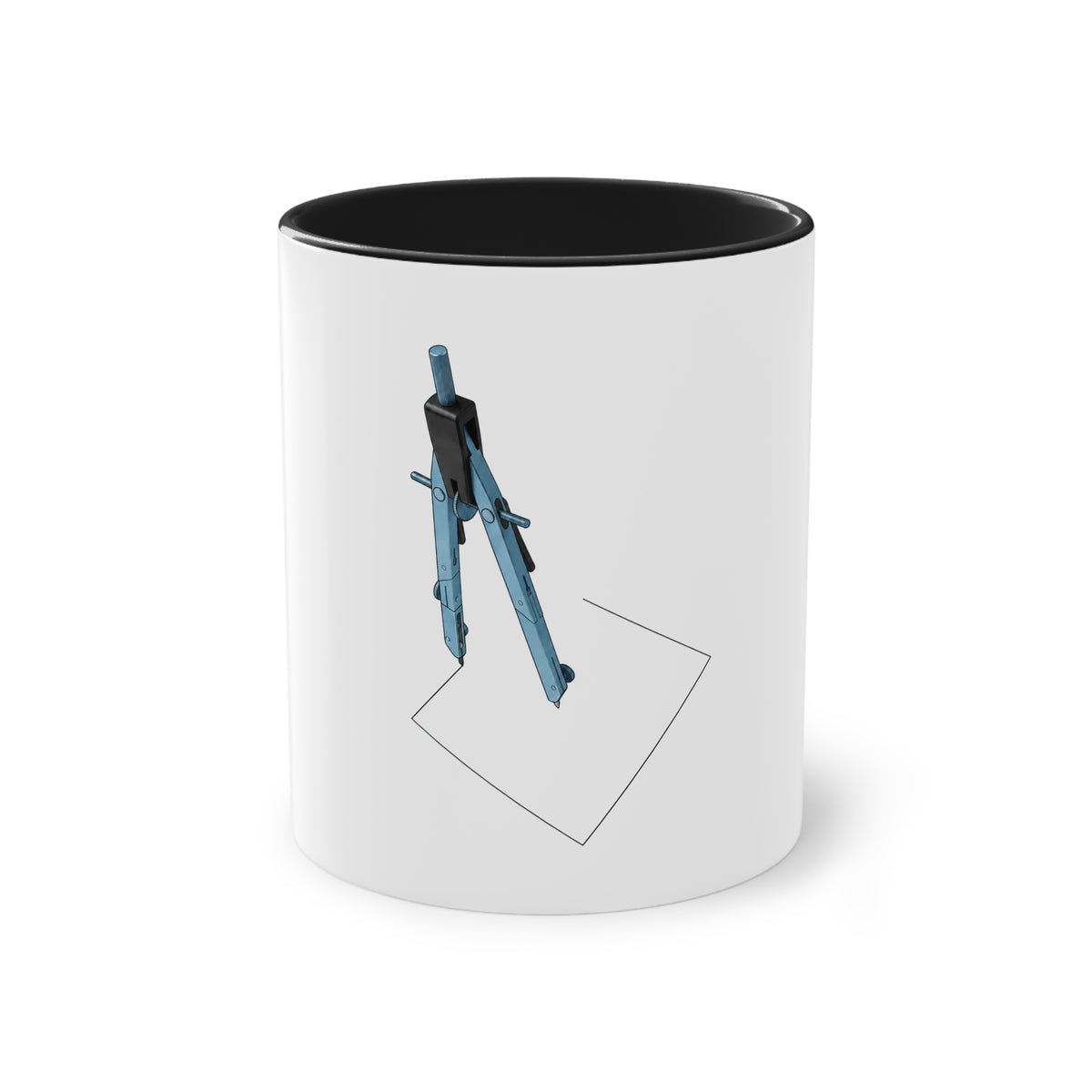 Engineer Compass Mug in Black – architect compass geometric art mug