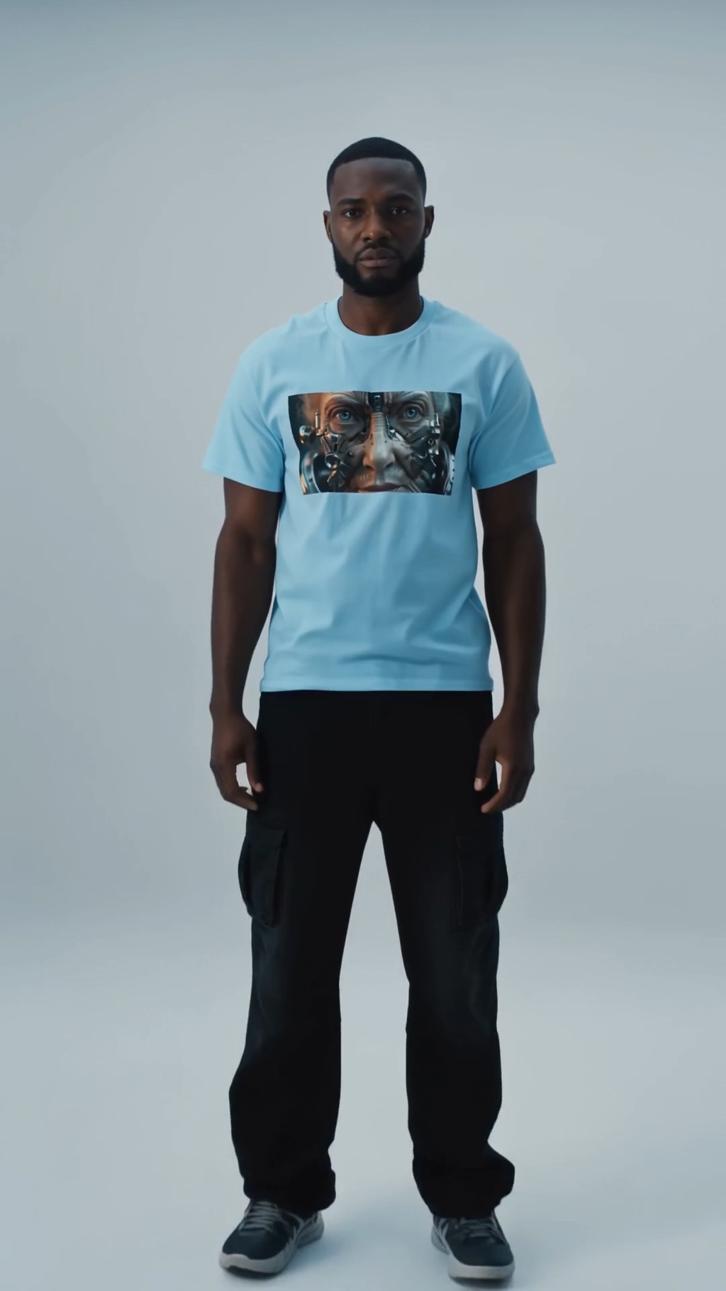 Cybernetic Old Face T-Shirt – Sci-Fi Art Graphic Tee