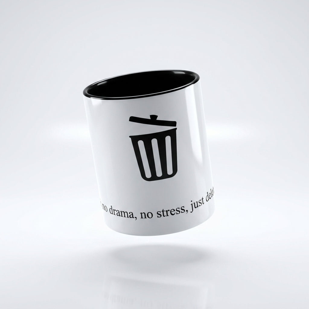 "No drama, no stress, just delete" — Coffee Mug