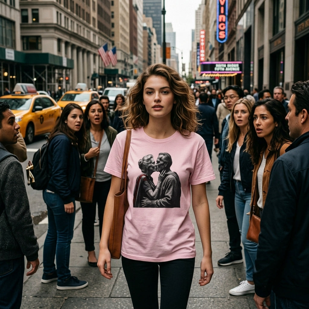 Kissing Old Superheroes — T‑Shirt