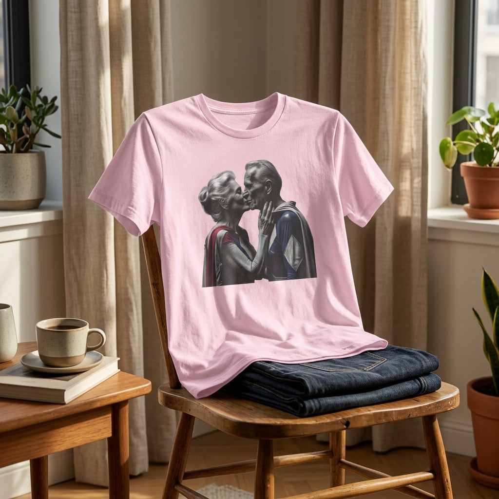 Kissing Old Superheroes — T‑Shirt