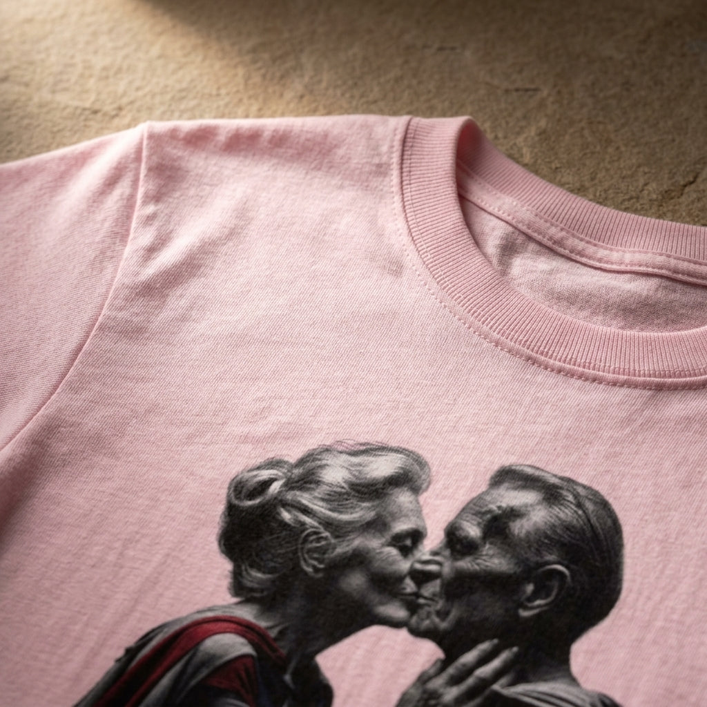 Kissing Old Superheroes — T‑Shirt