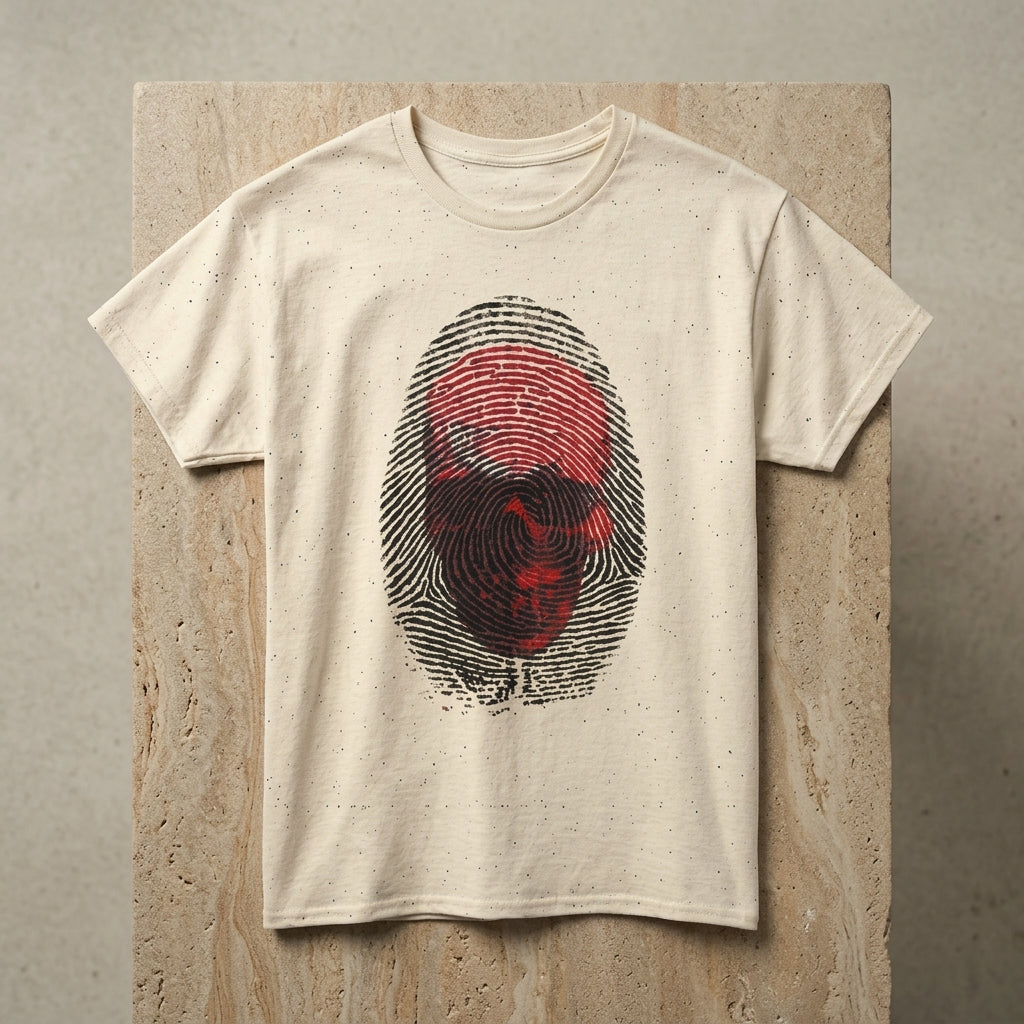 Skull Fingerprint T-Shirt – Dark Art Graphic Tee