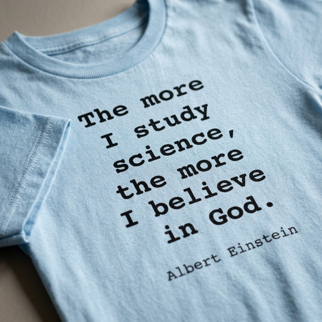 “The more I study science, the more I believe in God” —  T‑Shirt