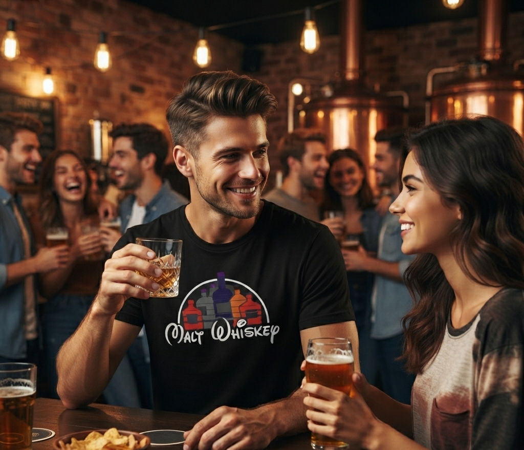 Malt Whiskey T-Shirt – Funny Logo Graphic Tee