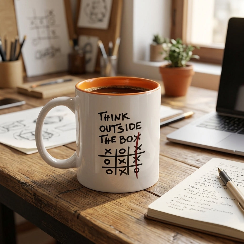 Think Outside the Box Coffee Mug – Motivational Ceramic Mug