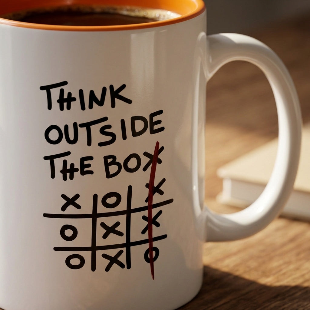 Think Outside the Box Coffee Mug – Motivational Ceramic Mug